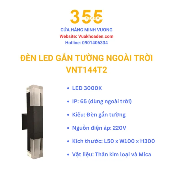 Đèn LED 355decor gắn tường ngoài trời VNT144T2